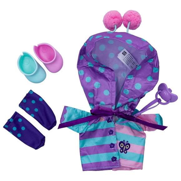 Conjunto para muñeca Cry Babies Rainy Time morado con zapatos
