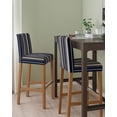 thumbnail image 2 of Blue and Brown Geometric Stripe Pattern Bar Stool Covers Set of 2, Stretch Washable Bar Chair Covers with Backs, Removable Pub Counter Height Chair Cover for Kitchen Dining Room Cafe, 2 of 7