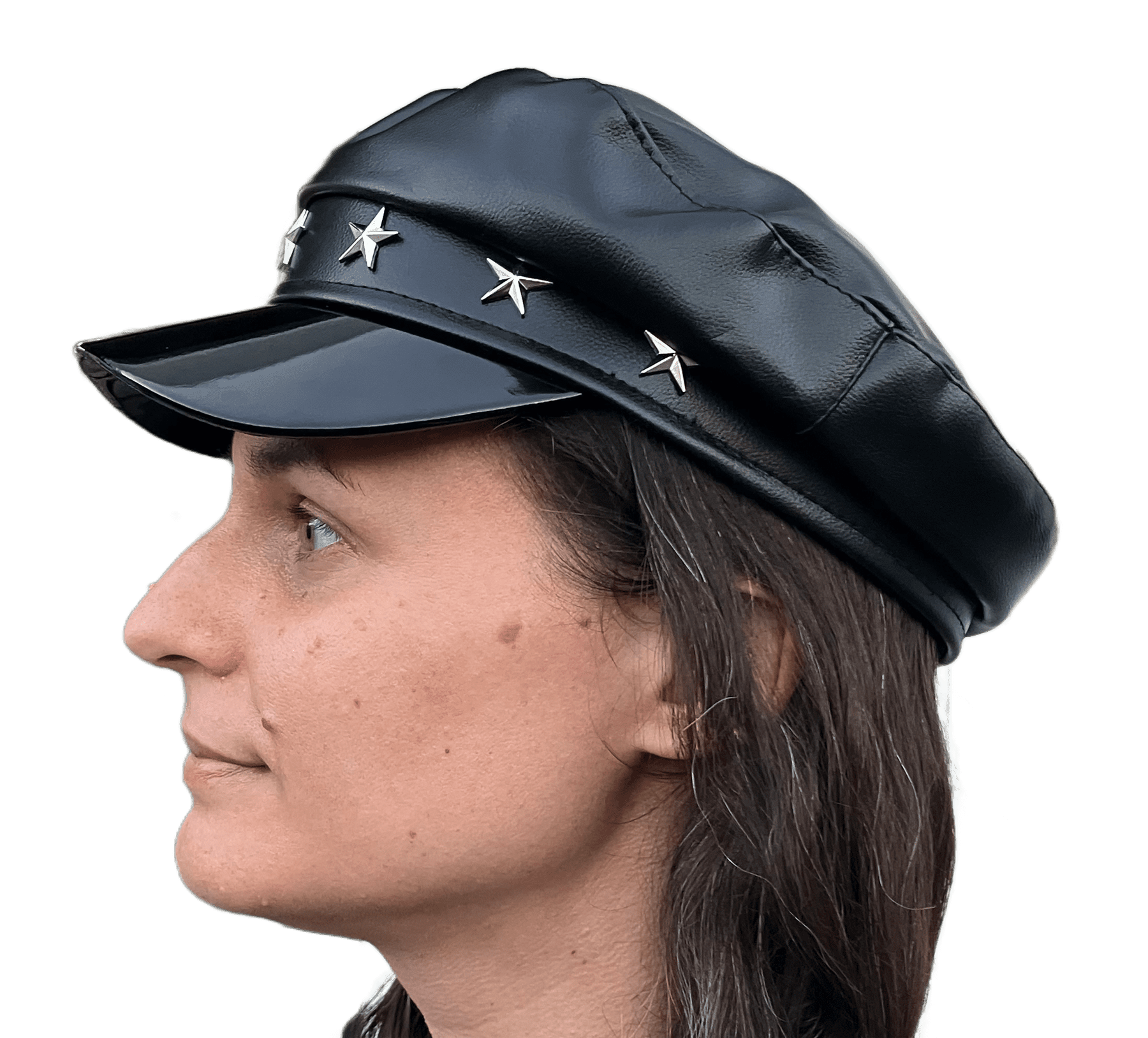 Biker Punk Hat - 70's 80's - Black - Star Studded - Costume