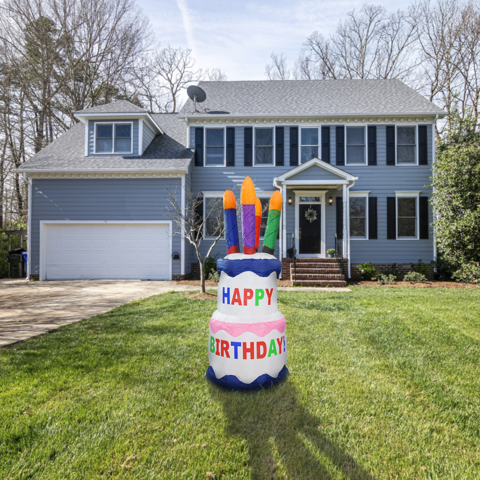 Northlight 4' Inflatable Lighted Happy Birthday Cake Outdoor Decoration - image 2 of 5