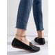 thumbnail image 2 of Rhinestone & Chain Decor Litchi Embossed Loafers, Black Fashionable Rhinestone & Metallic Chain Decor Solid Color Loafers, 2 of 4