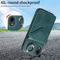 thumbnail image 2 of Allytech iPhone XR Case with Ring Holder & Shoulder Strap, Retro PU Leather Cards Slots Kickstand Detachable Lanyard Shockproof Wallet Case Cover for Apple iPhone XR - Green, 2 of 14