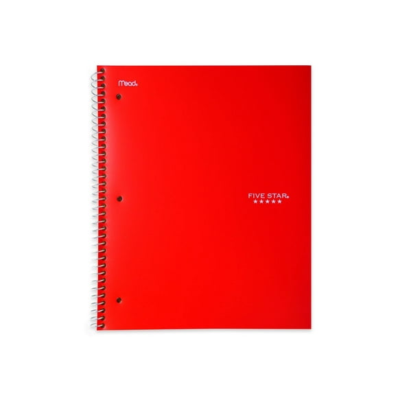 Five Star 3 Subject Writing Notebook, Red, 300 pages