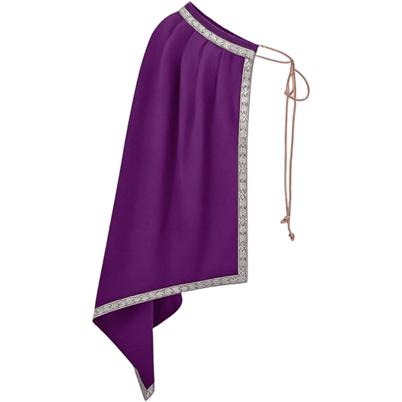 Jiibva Medieval Renaissance Half Shoulder Cape Vintage Gothic Gold Trim Cloak Purple 130x66cm