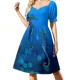 thumbnail image 3 of Vestido de manga corta con diseño de pareja de caballitos de mar en aguas azules profundas. Vestidos de novia para mujer. Tendencia en ropa de mujer., 3 of 7