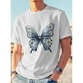 thumbnail image 7 of Men's T-Shirt Vintage Blue Butterfly Wings White Floral Short Sleeve Casual Tee Classic Crew Neck T-Shirt for Men, White XL, 7 of 7