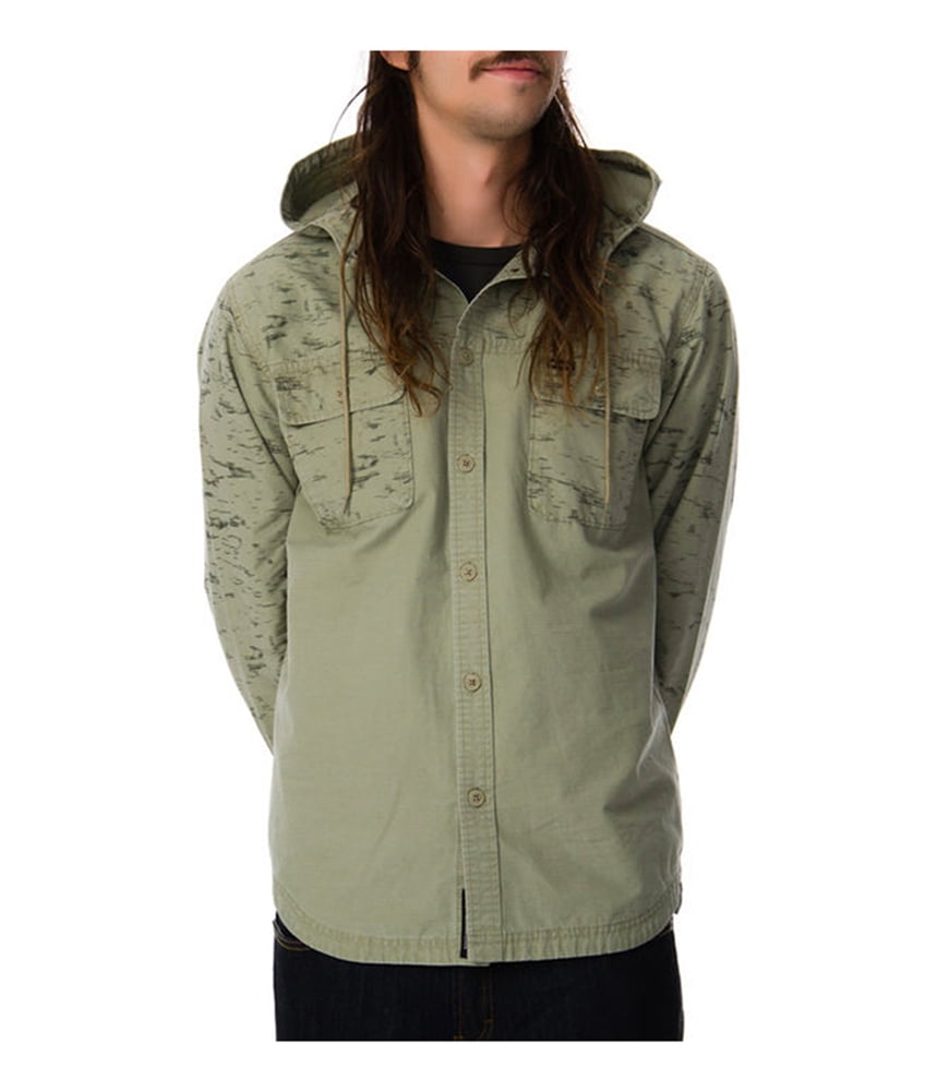 hooded button up shirt