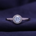 thumbnail image 3 of AFFY Round Shape White Cubic Zirconia 14k Rose Gold Over Sterling Silver Halo Engagement Ring, 3 of 7