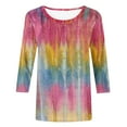 thumbnail image 4 of Htigea 3/4 Sleeve T-shirt for Women Trendy Tie-Dye Plus Size Blouse Summer Loose Fit Lightweight Tunics Tops Casual Outdoor Party Pullover, 4 of 5
