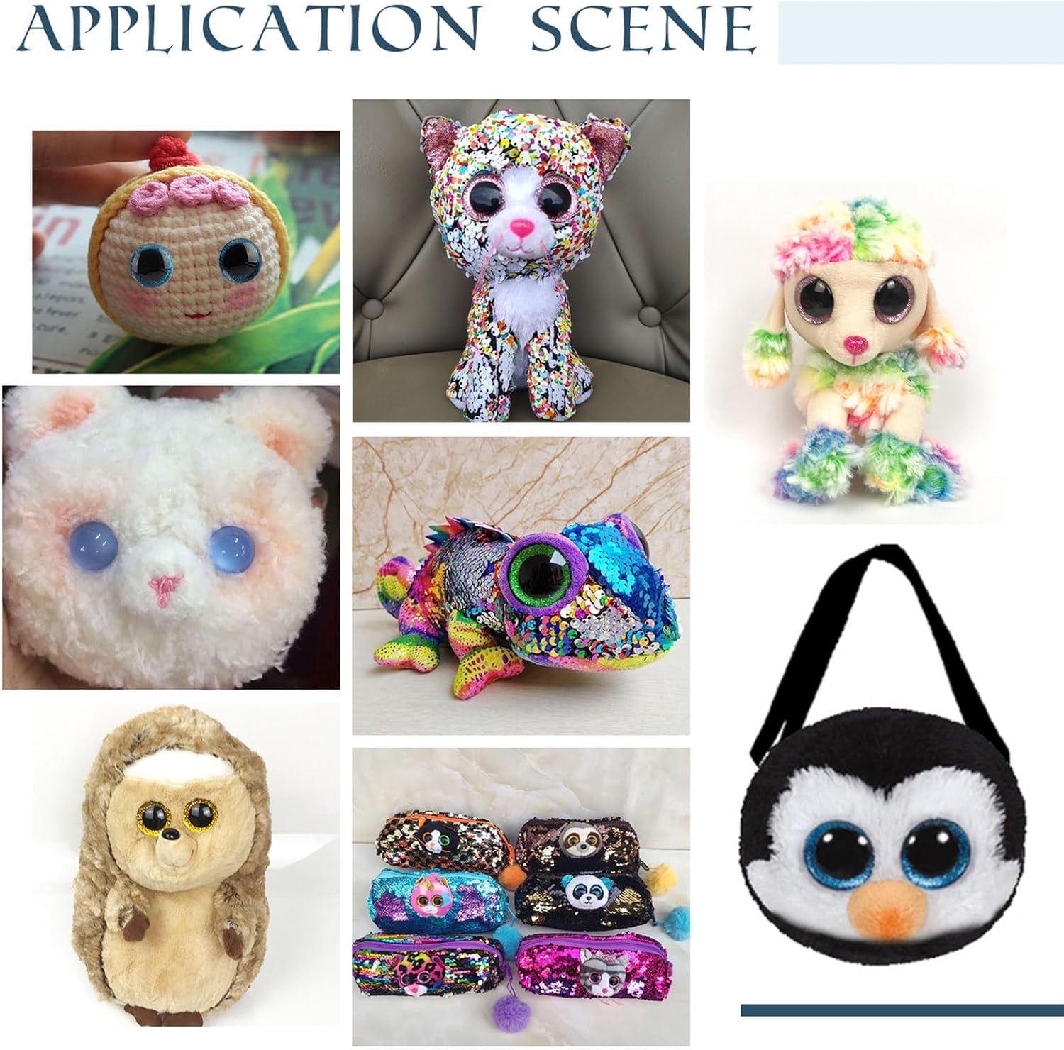 PH 24 Sets Plastic Safety Eyes 6 Colors Stuffed Glitter Animal Eyes 35mm Craft Crochet Eyes for Teddy Bear Amigurumi Craft Puppet Plush Animal Making for DIY