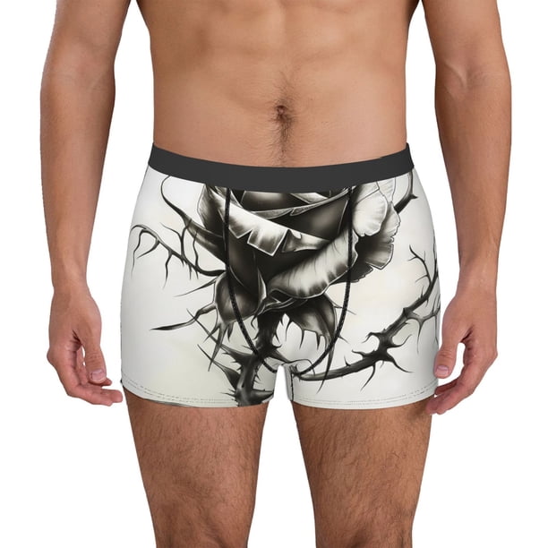 Fotbe Black And White Rose Calzoncillos Tipo Boxer con Bolsa de Soporte Total para Hombre, X-Temp Fresco, Transpirable y de Secado Rápido-XX-Large