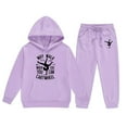 thumbnail image 4 of Toddler Sweatsuit Child Toddler Boys Girls Long Sleeve Solid Warm Hoodie Pullover Tops Pants Kids Outfits Sweat Suit Girls Hoodie Purple 4 Years-5 Years, 4 of 4