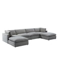 thumbnail image 3 of Rustic Manor Saniyah Grey Linen Sofa U-Chaise Sectional, 3 of 10