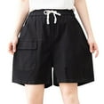 thumbnail image 1 of Aayomet Shorts Larges pour Femmes Sans Poches (Noir, TTG), 1 of 2
