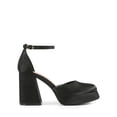 thumbnail image 2 of Zapatos DREAM PAIRS Tacones Plataforma Gruesa de Satén Negro, 2 of 7