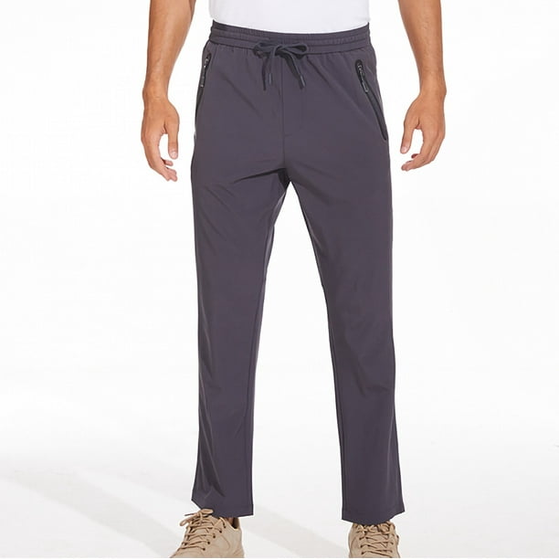 Pantalones largos de verano para hombre, para senderismo al aire libre, transpirables, para entrenamiento deportivo y fitness, de color liso.
