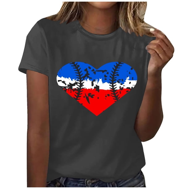 Blusa informal de manga corta con cuello redondo y estampado suelto de verano para mujer con estilo OAVQHLG3B Store lin121212