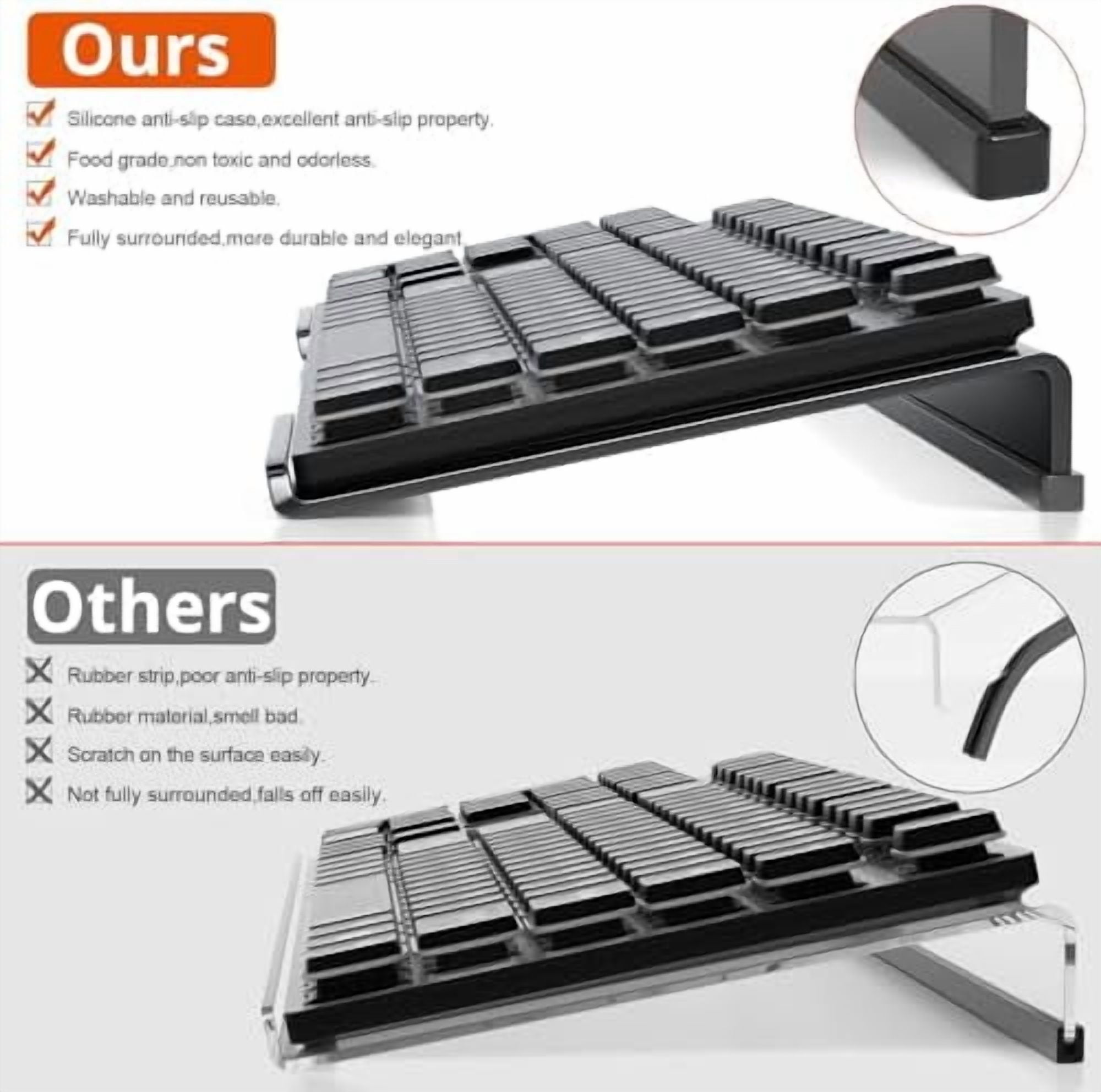 Computer Keyboard Stand Tilt PC Keyboard Stand Riser for Easy Ergonomic Typing, Acrylic Keyboard Tray Holder for Office Desk, Home, School, with Silicone Anti-Slip Case, Black
