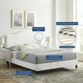 thumbnail image 4 of Tufted Platform Bed Frame, King Size, Velvet, White, Modern Contemporary Urban Design, Bedroom Master Guest Suite, 4 of 10