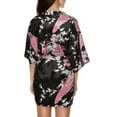 thumbnail image 2 of Womens Floral Print Silk Satin Kimono Robe Gown Sleepwear Bathrobe Nightgown, 2 of 3