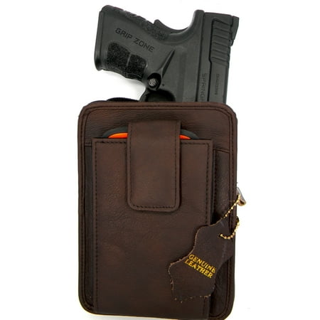 Roma Leathers Belt Pistol Concealed Gun Holster Pack, Unisex (Brown, 5.5