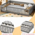 thumbnail image 5 of Queen Floor Bed with Door and Fence, Queen Size Montessori Floor Bed with Guardrails, Solid Wood Floor Montessori Bed with Removable Slats, Low Profile Floor Bed Queen for Bedroom, Wood Grain Gray, 5 of 11