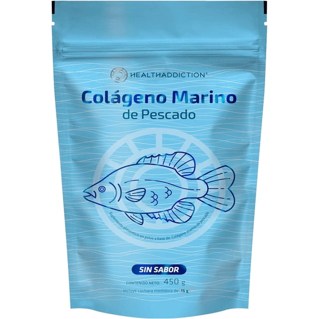 Colágeno Marino Healthaddiction De Pescado 100% Natural Mejora Articulaciones Y Piel Sin Sabor 450g