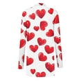 thumbnail image 4 of Women's Valentine's Coat Long Sleeve Heart Print Tunic Lounge Cardigan Top White-5 M, 4 of 4