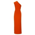 thumbnail image 5 of UHUYA Womens Casual Lounge Slip Long Dress Summer Solid One Shoulder Dress Cutout High Split Cocktail Wedding Guest Maxi Dresses Orange XL US:10, 5 of 6
