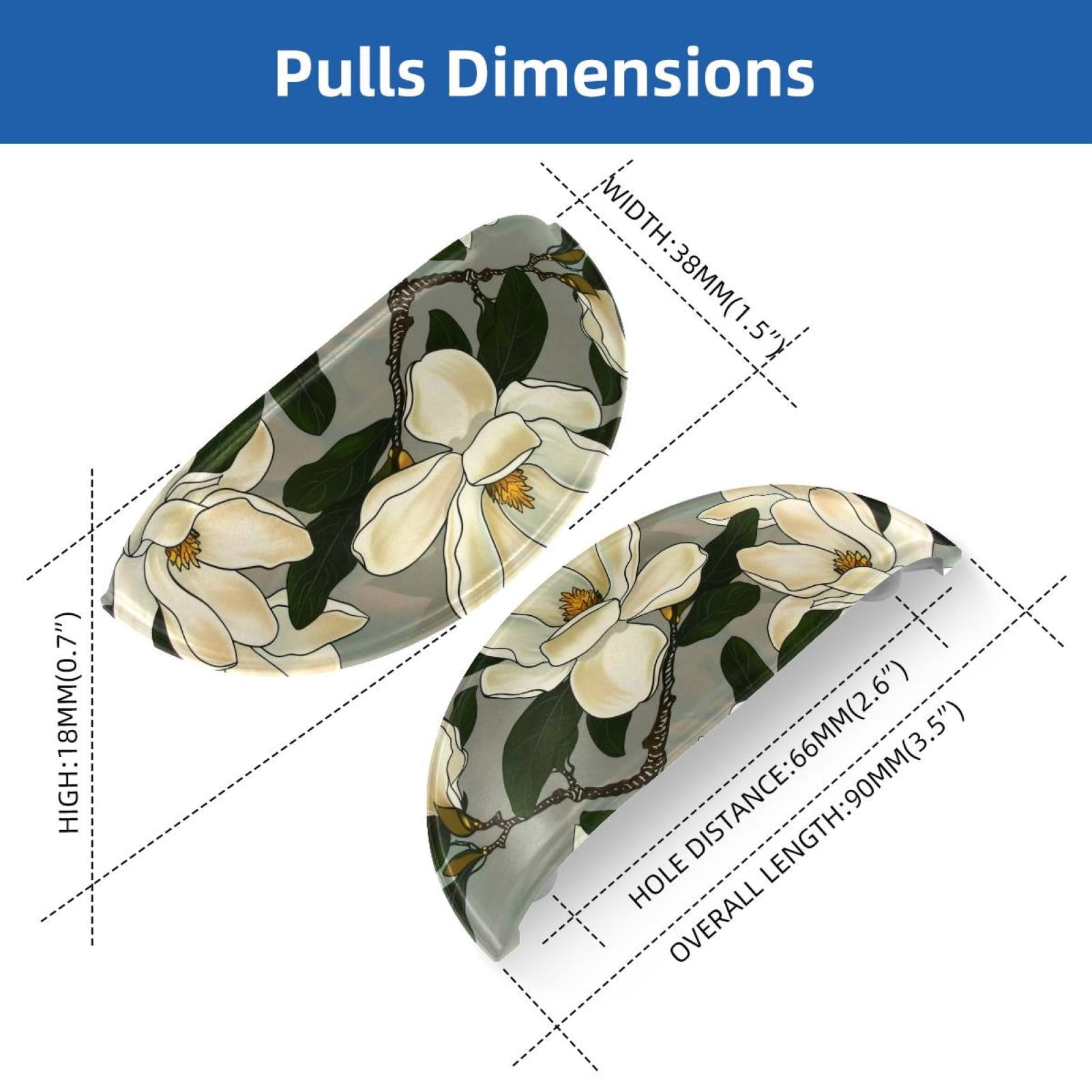 PhooArto 6 Pcs Cup Drawer Pulls, Magnolias Flower Pattern Shell Shape Handles Cabinet Knobs for Dresser Cupboard Closet Wardrobe with Screws