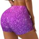 thumbnail image 1 of Fotbe Purple Glitter Shorts Sin Costuras – Shorts Deportivos de Cintura Alta para Mujer, Elásticos para Gimnasio, Yoga, Running o Ciclismo-Medium, 1 of 8