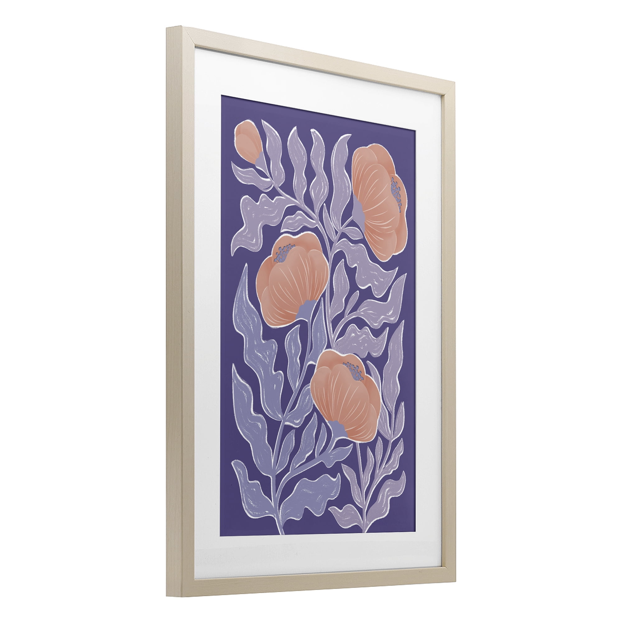 Stupell Industries Midcentury Purple Poppies Birch Framed Print Under Glass, design by Martina Pavlova