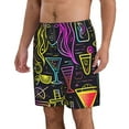 thumbnail image 2 of Kdxio Neon Bar Drinks Pattern Mens Casual Shorts - Drawstring Summer Beach Sports Shorts for Men, 2 of 5