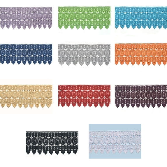 Lily 8.5" Orange Lilac Gray Red BlackVenice Lace Trim sewing notions By Yard