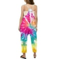 thumbnail image 4 of FAOWME Girls Summer Print V Neck Sleeveless Romper Loose Fit Casual Jumpsuit Onesie With Pockets For And Juniors Lightweight Comfort Hot Pink 7-8 Years, 4 of 5