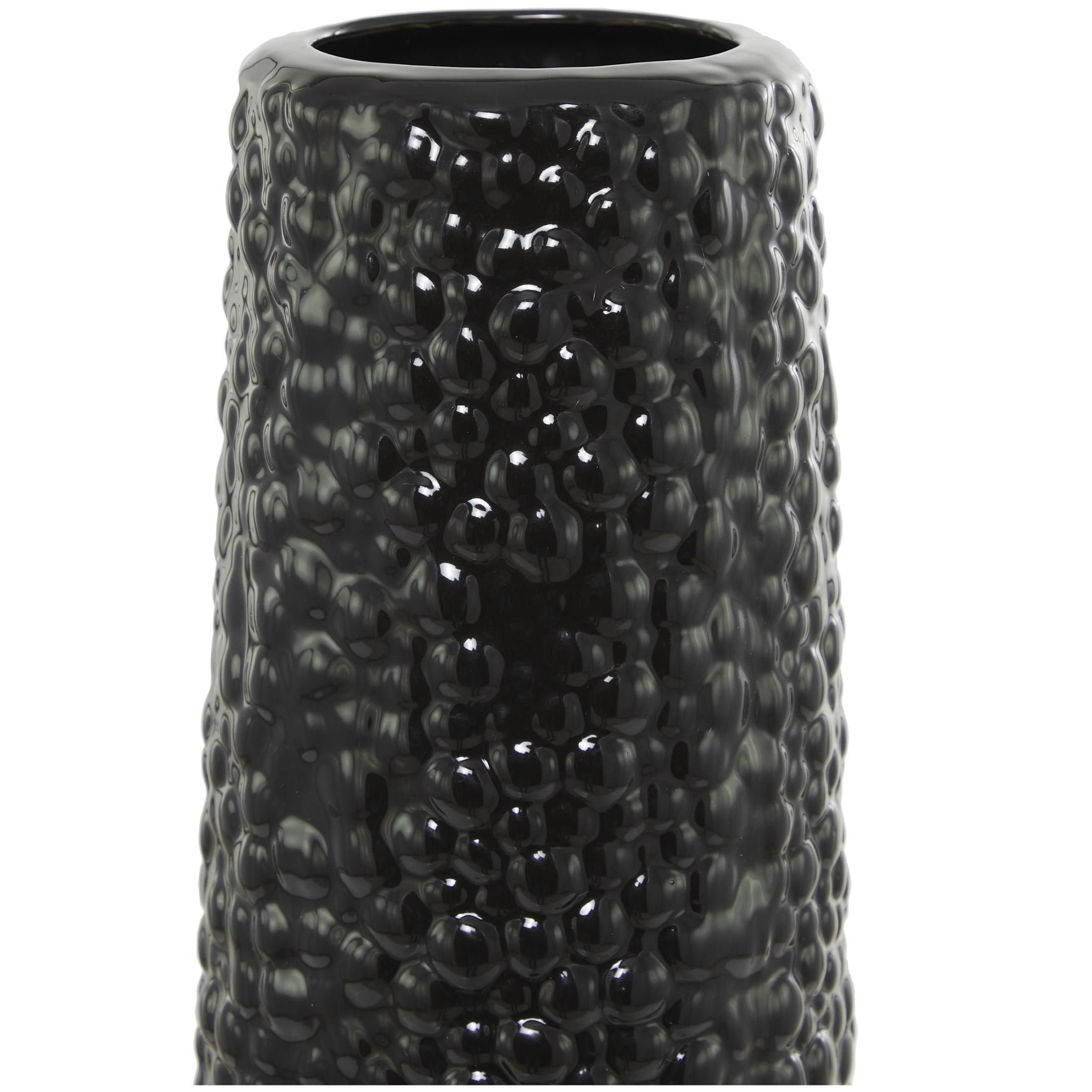 DecMode 39" Tall Black Ceramic Vase with Bubble Texture