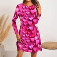 thumbnail image 2 of Ltctricy Valentine's Day Dresses for Women Lounge Long Sleeve A-Line Beach Dress Casual Fashion Crewneck Flowy Dress, 2 of 5