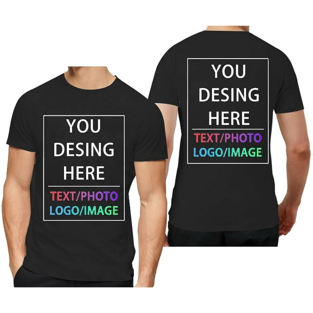 Custom T Shirts for Men Custom T Shirts Design Your Own Personalized T Shirts Customized Tee Gifts Add Photo Logo Text, Black, Small