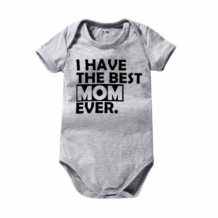 

Mikilon Toddler Baby Girls Boys Short Sleeve Letter Print T-Shirt Jumpsuit Romper Jumpsuit for Baby Girls 18-24 Months Gray on Sale