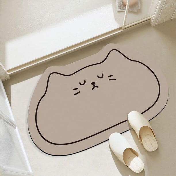 Tapete de baño de tierra de diatomeas | Diseño de gatitos | Alfombra absorbente de secado rápido con reverso de goma antideslizante | Tapete de poliéster duradero para cocina, baño, entrada y sala