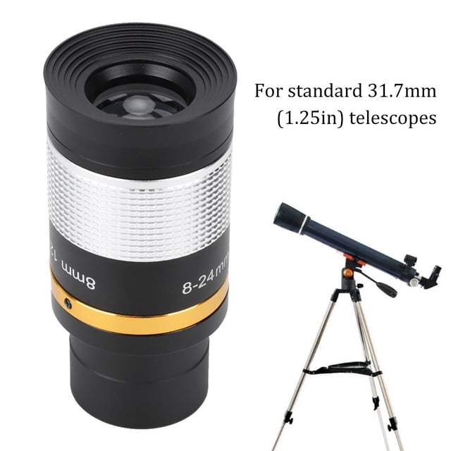 With Extended Magnification Eyepiece Lens, High Brightness 8~24mm Continuous Zoom Optic Eyepiece For Standard 31.7mm 1.25in Telescopes