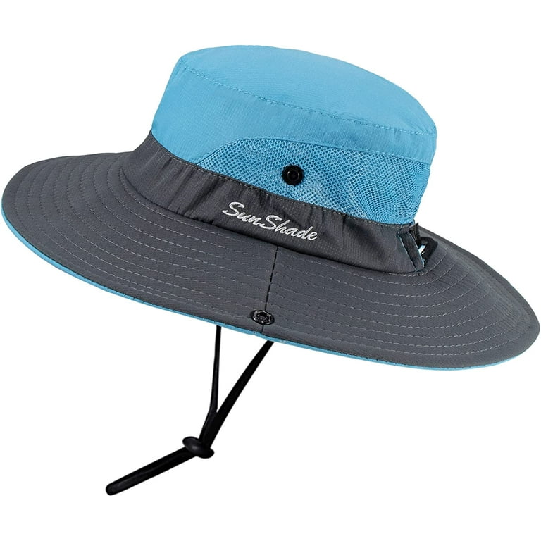 Zukuco Women Outdoor Summer Sun Hat UV Protection Wide Brim Foldable  Fishing Hats with Ponytail Hole