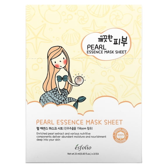 Pearl Essence Beauty Mask Sheet, 10 Sheet Masks, 0.85 fl oz (25 ml) Each, Esfolio