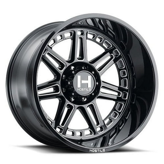 22x10 Hostile 124 Lunatic Blade Cut (Gloss Black and Milled) Wheel 6x135 (-25mm)