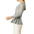 thumbnail image 5 of INSPIRE CHIC Women's V Neck Peplum Sweater Ribbed Knit Long Sleeve Casual Pullover Grey L, 5 of 9