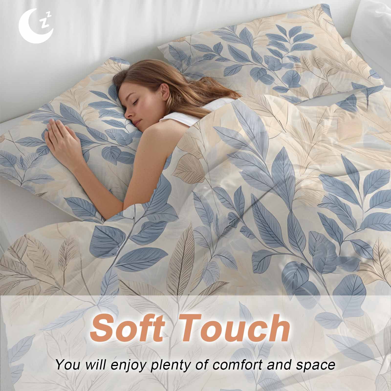 Blue Yellow Botanical Bedding 3 Piece Duvet Cover Set Twin Size, Vintage Spring Summer Soft Microfiber Comforter Cover with Zipper Closure & Pillowcases, Wrinkle & FadeResistant Quilt Cover