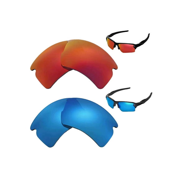 Walleva Polarized Ice Blue Fire Red Lenses For Oakley Flak 2.0 XL Sunglasses