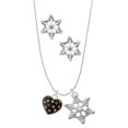 thumbnail image 1 of Delight Jewelry Silvertone Black Resin Heart with Fall Crystals Silver tone Snowflake Charm Necklace and Stud Earrings, 1 of 4