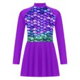 thumbnail image 5 of iiniim Kids Girls Swimsuit Rash Guard Swimwear Bathing Suit Long Sleeve Swimming Dress with Pants Set Purple 14, 5 of 7
