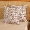 thumbnail image 2 of Burgundy Red Floral Pillow Covers 18x18 Set of 2 Chinoiserie Floral Decorative Throw Pillows Vintage Rustic Flower Toile Pillowcase Linen Outdoor Farmhouse Cushion Cover for Couch Sofa Decor, 2 of 7